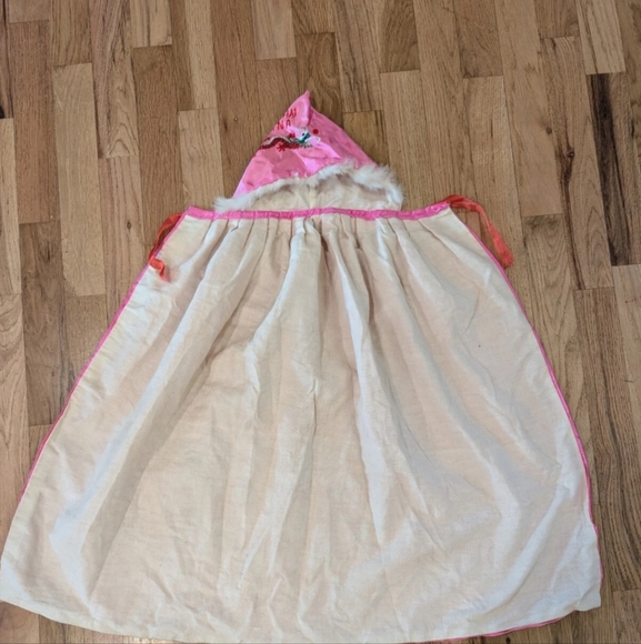 RARE Child Shanghai Embroidered Robe Cape Vintage Satin Dragon Fur Trim Pink - Picture 12 of 16